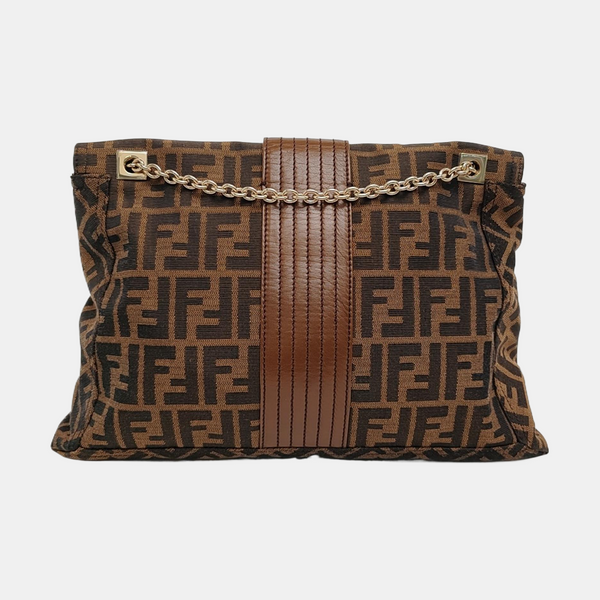 Quilted Canvas Shoulder Bag Brown