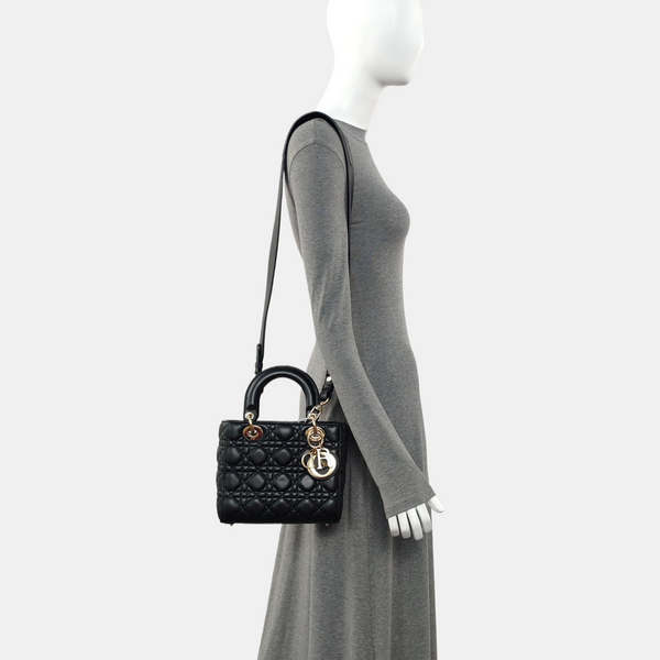 Lady Dior Small Cannage Lambskin Black