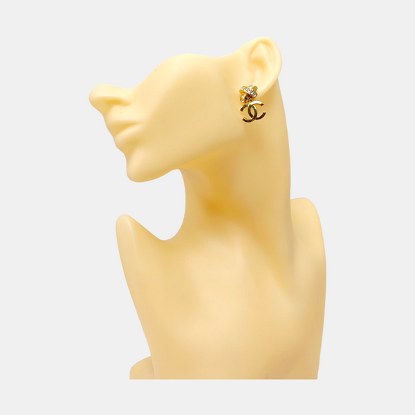 Authenticated pre-owned Gold-tone Metal Synthetic Crystal Gold Earring - Earrings at Looply