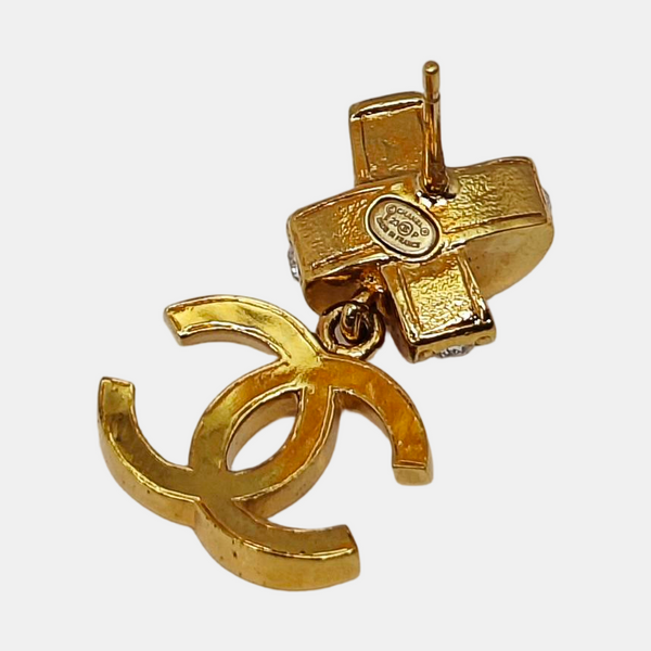 Authenticated pre-owned Gold-tone Metal Synthetic Crystal Gold Earring - Earrings at Looply