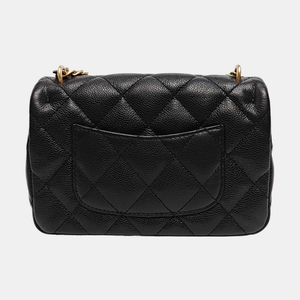 CLASSIC FLAP Mini Quilted Grained Calfskin Black