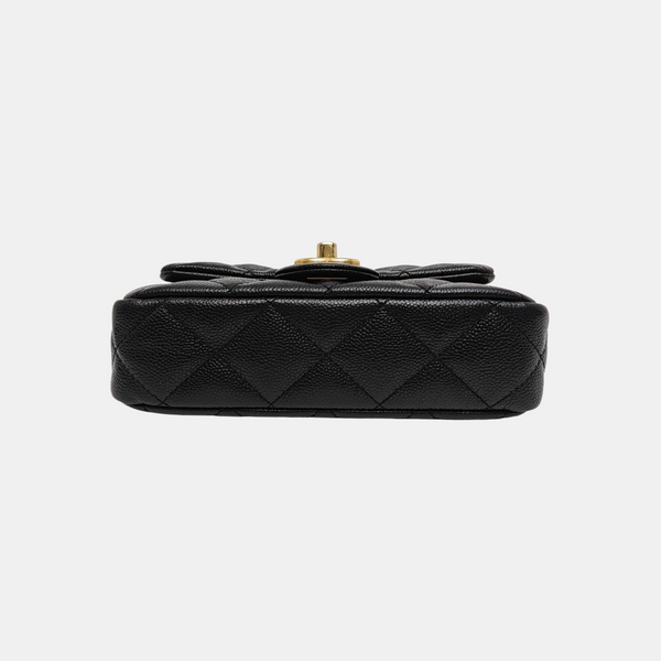 CLASSIC FLAP Mini Quilted Grained Calfskin Black
