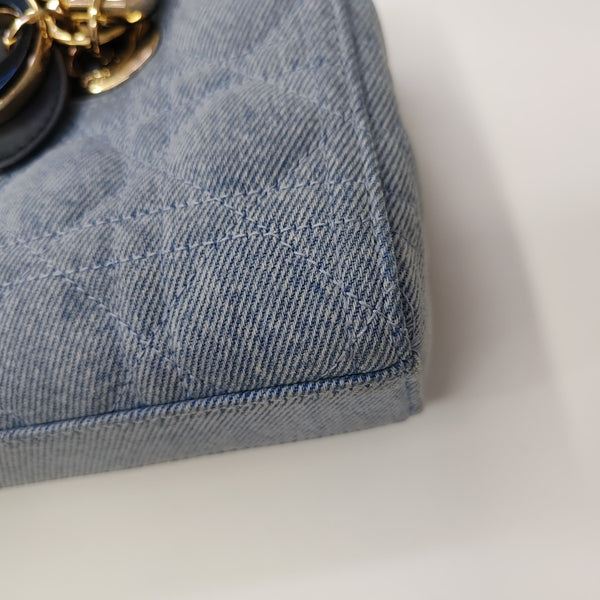 Lady D-Joy Small Cannage Denim Blue