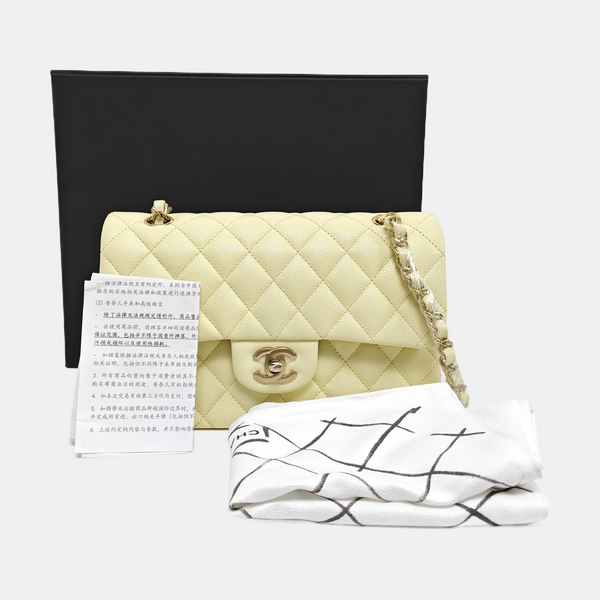 CLASSIC FLAP Small Quilted Grained Calfskin Yellow