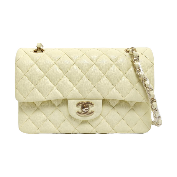 CLASSIC FLAP Small Quilted Grained Calfskin Yellow