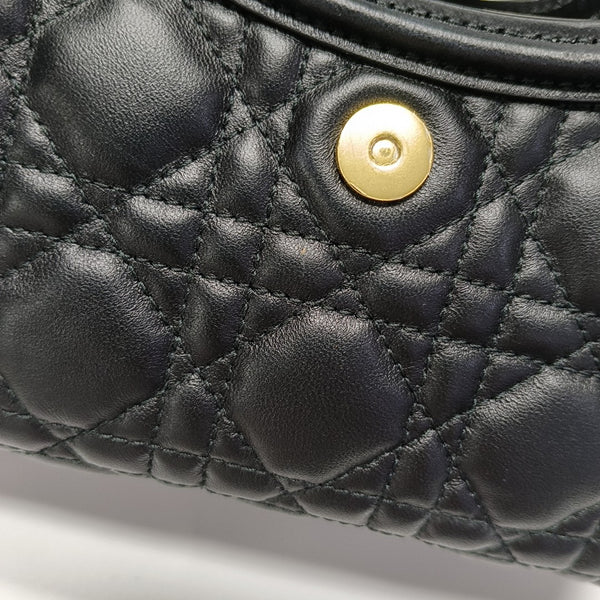 Jolie Top Handle Mini Cannage Lambskin Black