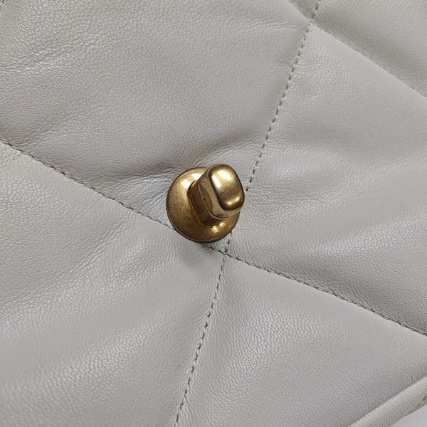 CHANEL 19 Small Quilted Lambskin White