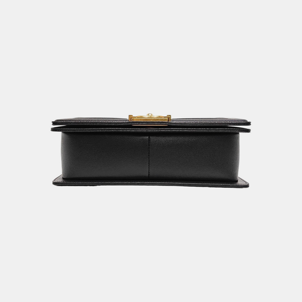 BOY CHANEL Medium Quilted Grained Calfskin Black
