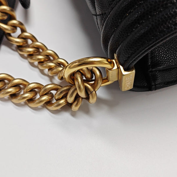 BOY CHANEL Medium Quilted Grained Calfskin Black