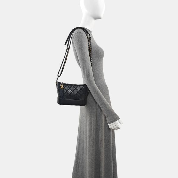 GABRIELLE Small Quilted Vintage Calf Black