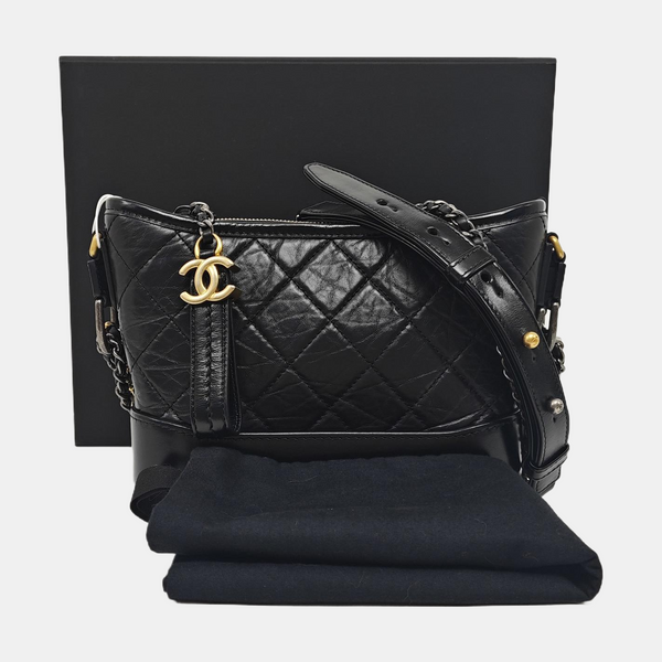 GABRIELLE Small Quilted Vintage Calf Black