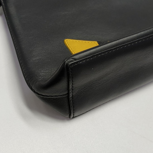 Calfskin Top Handle Bag Medium Black