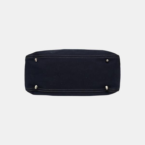 Quilted Canvas Tote Bag Blue