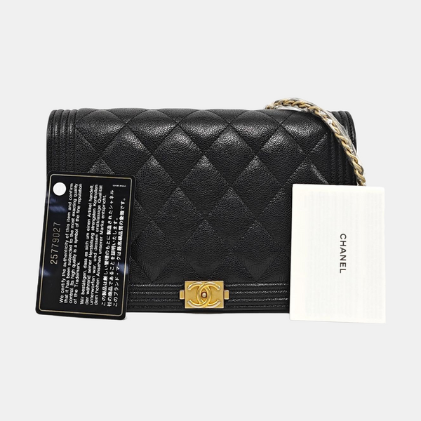 BOY CHANEL Mini Quilted Grained Calfskin Black