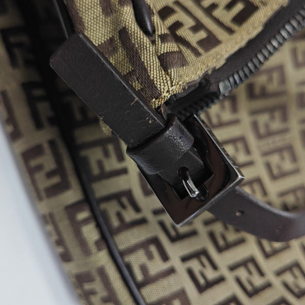 Coated Canvas Shoulder Bag Brown