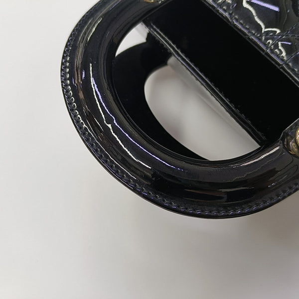 Lady Dior Mini Cannage Patent Leather Black