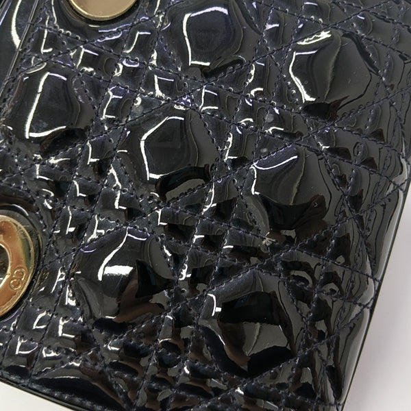 Lady Dior Mini Cannage Patent Leather Black