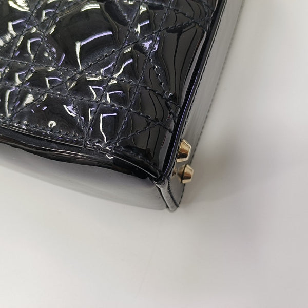 Lady Dior Mini Cannage Patent Leather Black