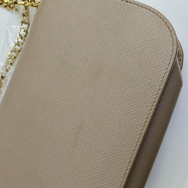 Saffiano Calfskin Shoulder Bag Beige