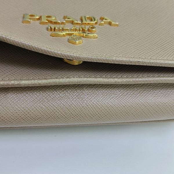 Saffiano Calfskin Shoulder Bag Beige