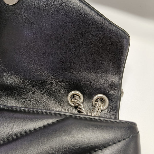 LOULOU Small Chevron Calfskin Black
