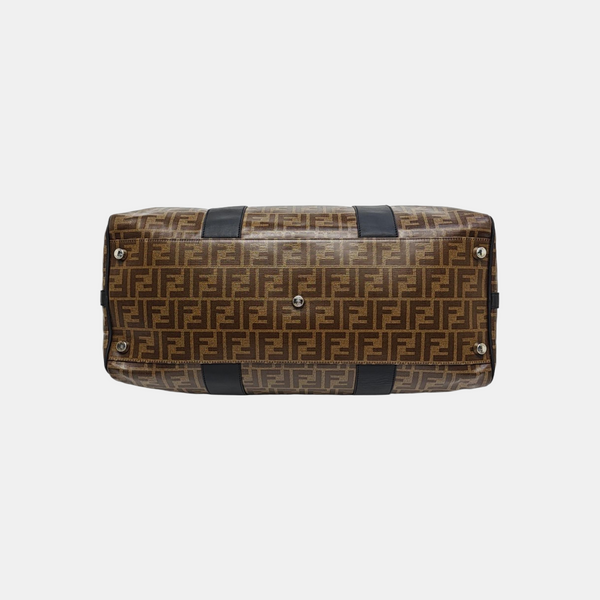 Coated Canvas Shoulder Bag Brown