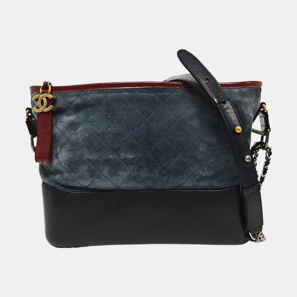 GABRIELLE Medium Quilted Suede Blue