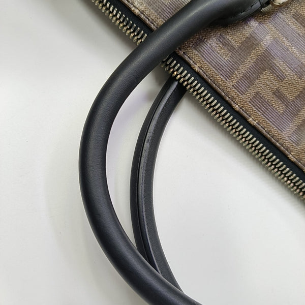 Coated Canvas Shoulder Bag Brown