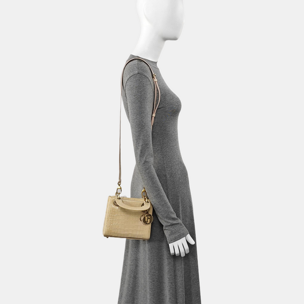 Lady Dior Mini Crocodile Beige