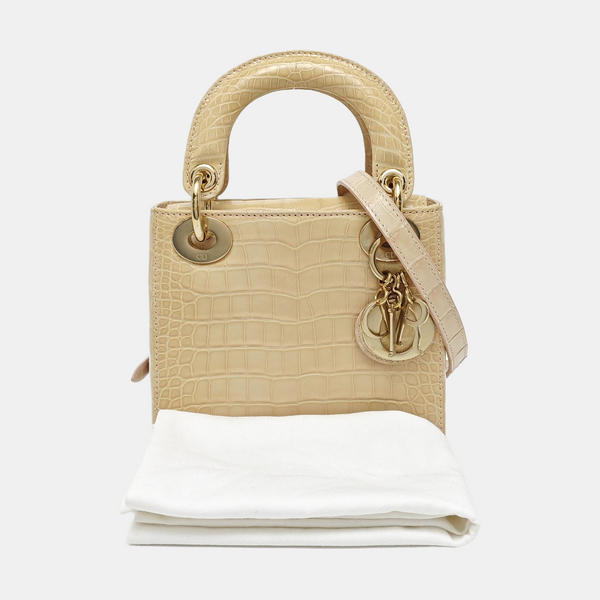 Lady Dior Mini Crocodile Beige