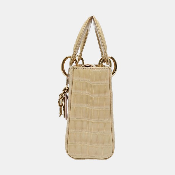 Lady Dior Mini Crocodile Beige