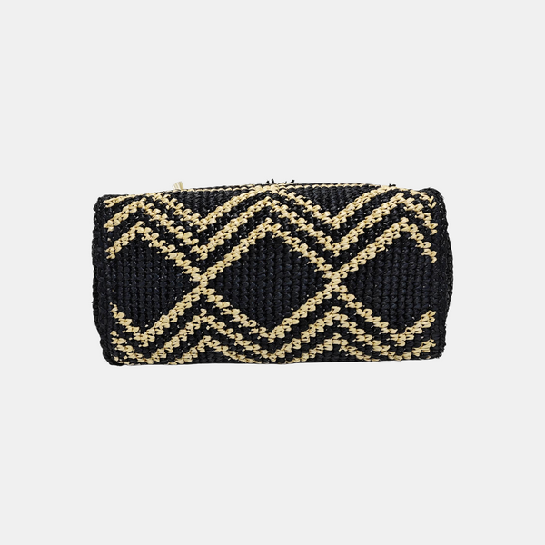 Straw Shoulder Bag Black