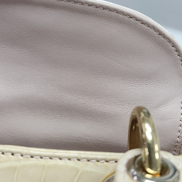 Lady Dior Mini Crocodile Beige