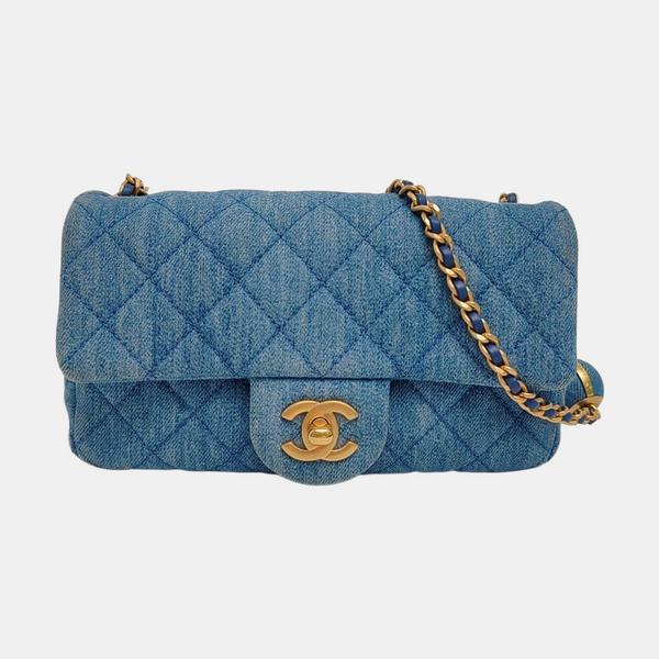 CLASSIC FLAP Mini Quilted Denim Blue