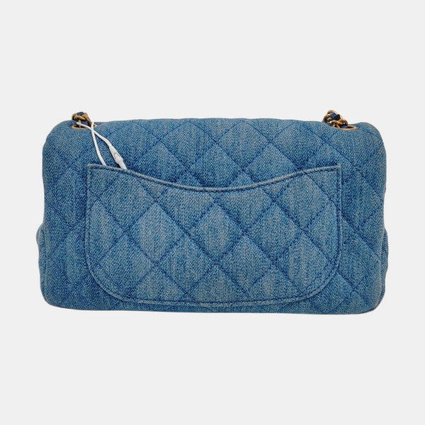 CLASSIC FLAP Mini Quilted Denim Blue