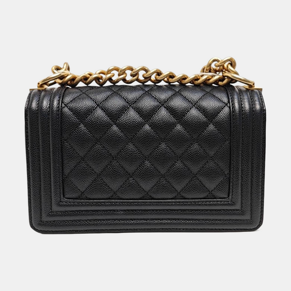BOY CHANEL Small Quilted Grained Calfskin Black