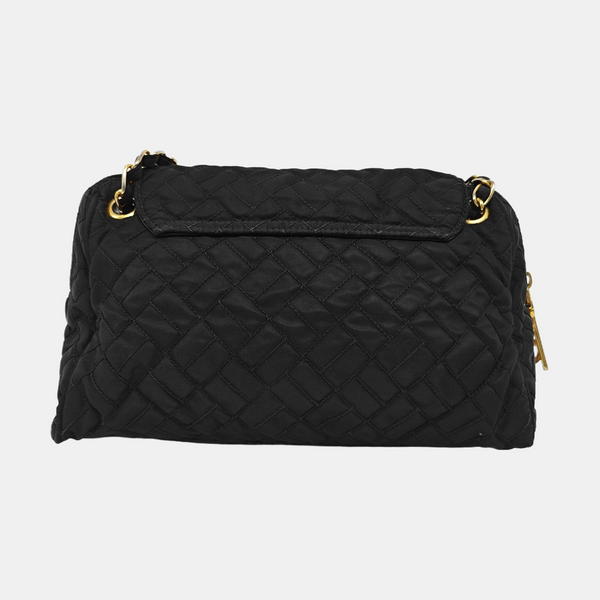 Quilted Nylon Shoulder Bag Black