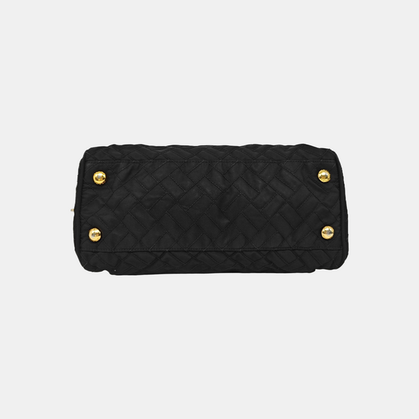 Quilted Nylon Shoulder Bag Black