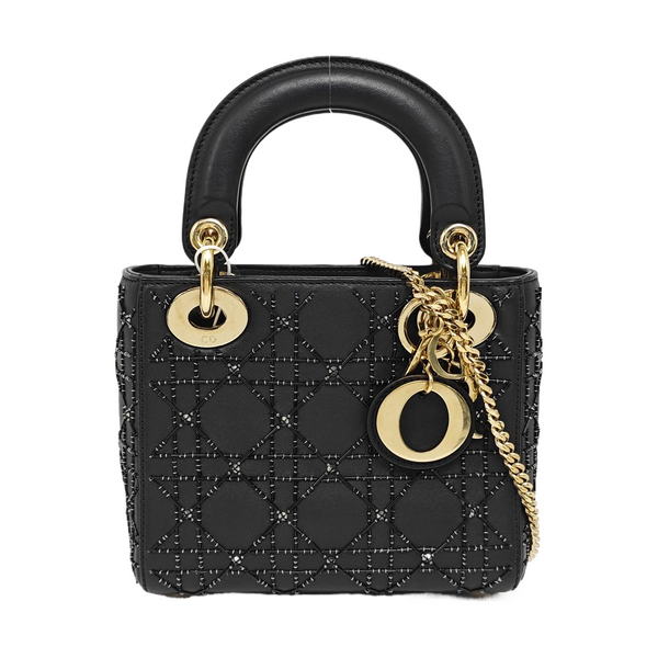 Lady Dior Mini Cannage Calfskin Black