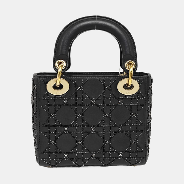 Lady Dior Mini Cannage Calfskin Black