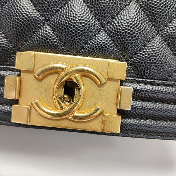 BOY CHANEL Small Quilted Grained Calfskin Black