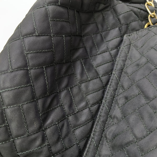 Quilted Nylon Shoulder Bag Black