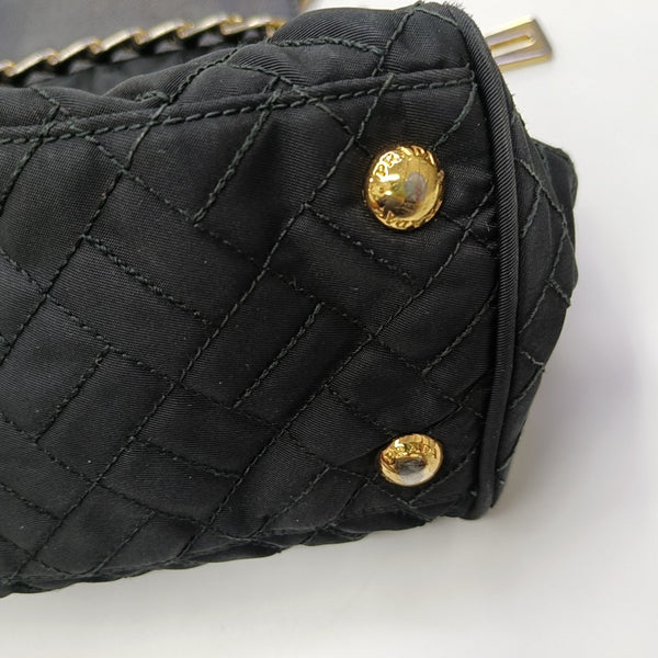 Quilted Nylon Shoulder Bag Black