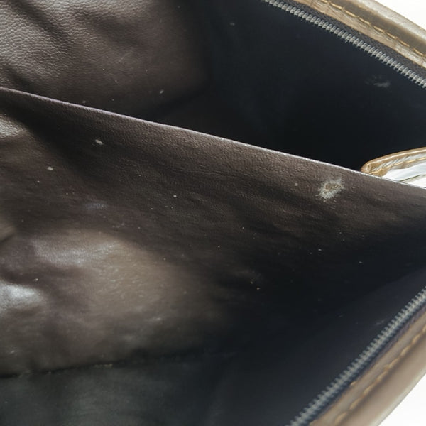Coated Canvas Clutch Brown