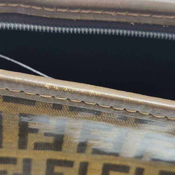 Coated Canvas Clutch Brown