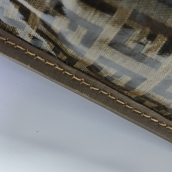 Coated Canvas Clutch Brown