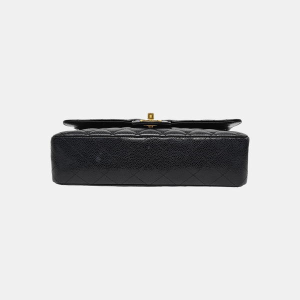 CLASSIC FLAP Medium Quilted Grained Calfskin Black