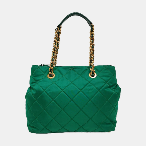 Quilted Nylon Tote Bag Green