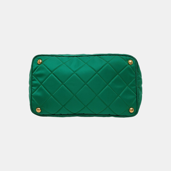 Quilted Nylon Tote Bag Green