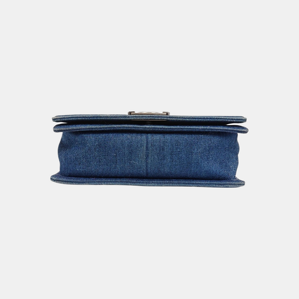 BOY CHANEL Medium Quilted Denim Blue
